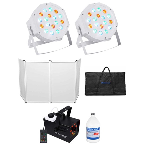 Rockville RFAAW DJ Event Facade Booth+Travel Bag+LED Fogger+Fluid+2 Wash Lights