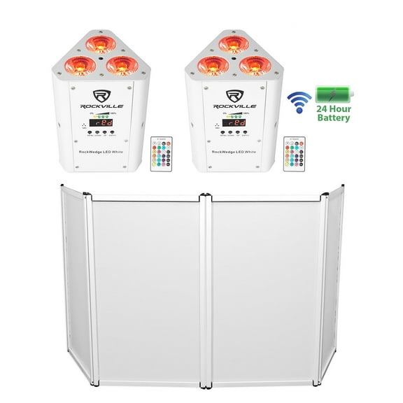 Rockville RFAAW DJ Event Facade Booth+Travel Bag+Scrim+2 Wireless DMX Par Lights