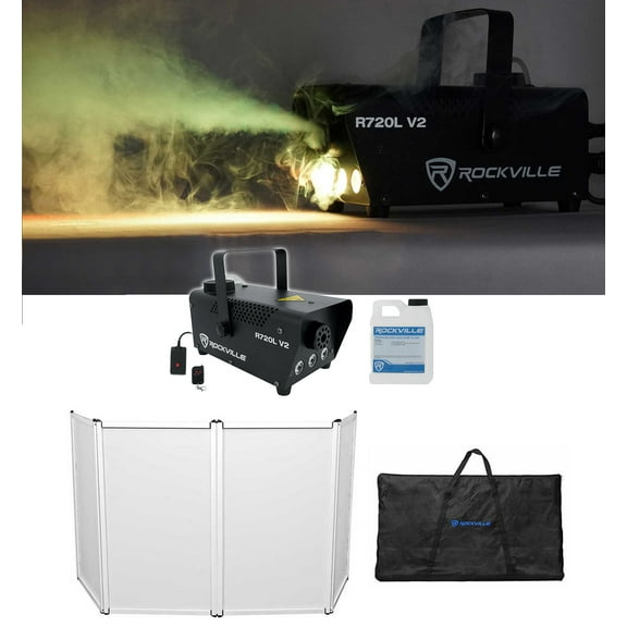 Rockville RFAAW DJ Event Facade Booth+Travel Bag+Scrim+LED Fog Machine+Juice