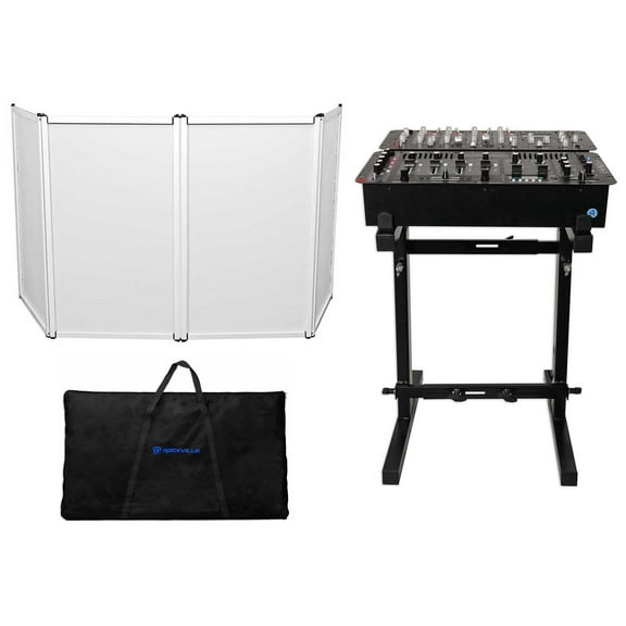 Rockville RFAAW DJ Event Facade Light Weight Booth+Travel Bag+Scrim+Mixer Stand