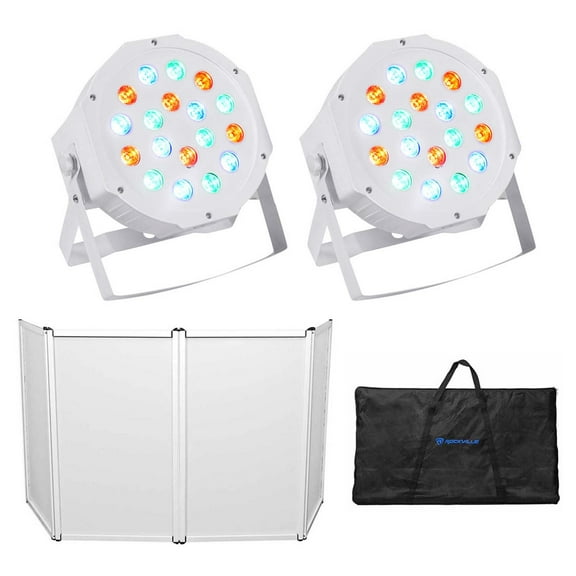 Rockville RFAAW DJ Event Facade Metal Booth+Travel Bag+Scrim+(2) RGB Par Lights