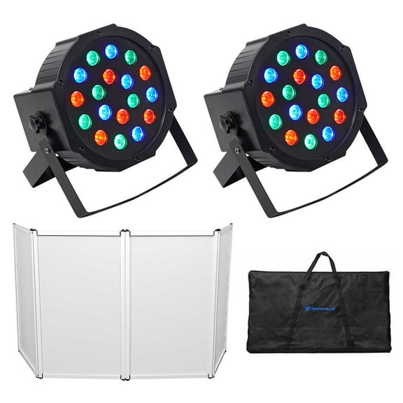 Rockville RFAAW DJ Event Facade Metal Booth+Travel Bag+Scrim+ (2) RGB Par Lights