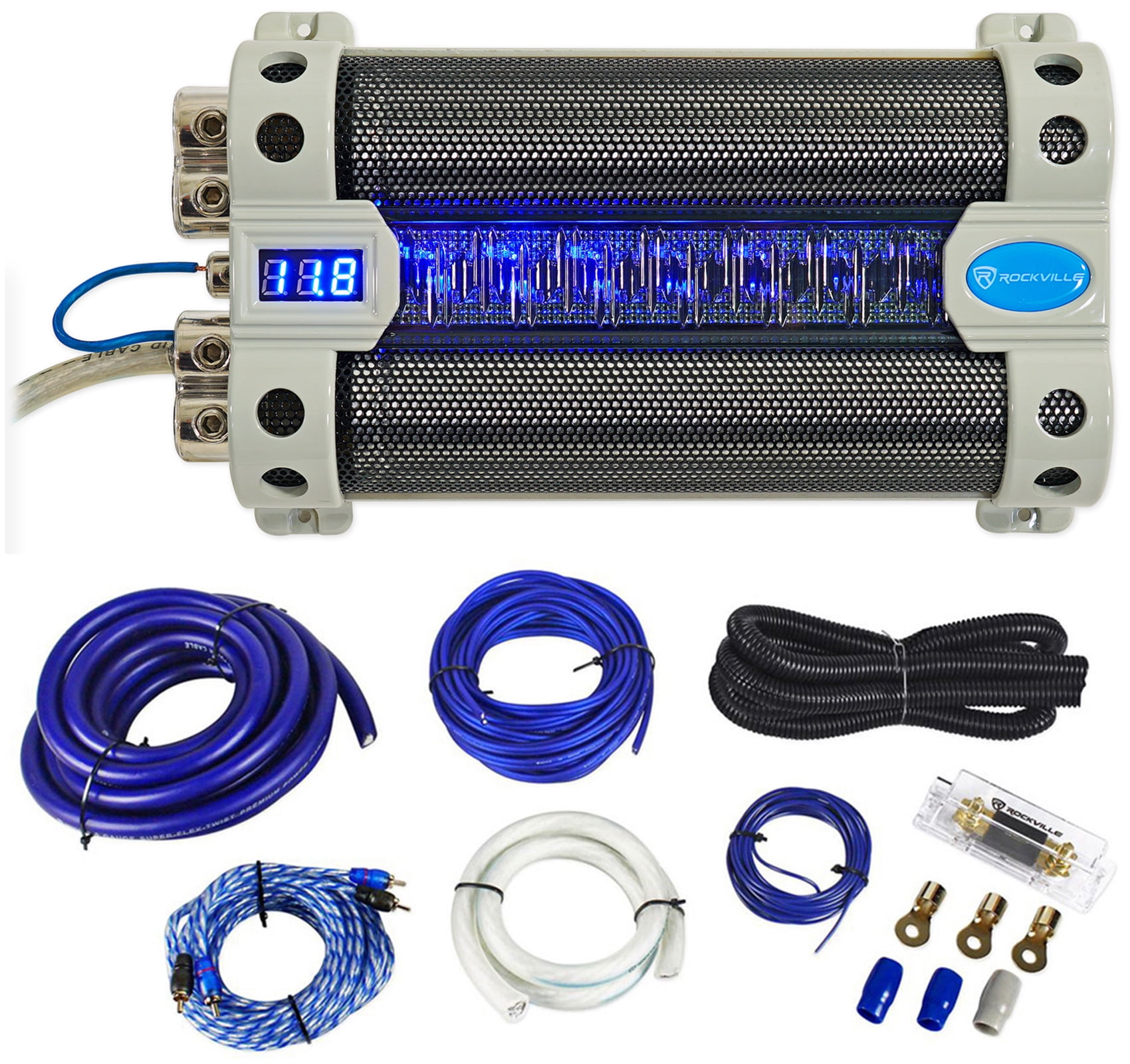 Rockville RFC30F 30 Farad Capacitor Voltage Display+Amp Kit