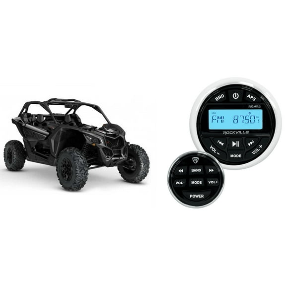 Rockville RGHR2 Gauge Hole Bluetooth Receiver+Wired Remote For Can-Am Maverick
