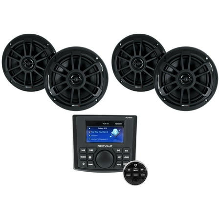 Rockville RGHR45 4 Zone Bluetooth Marine Receiver+(4) MB Quart NF1-116B Speakers