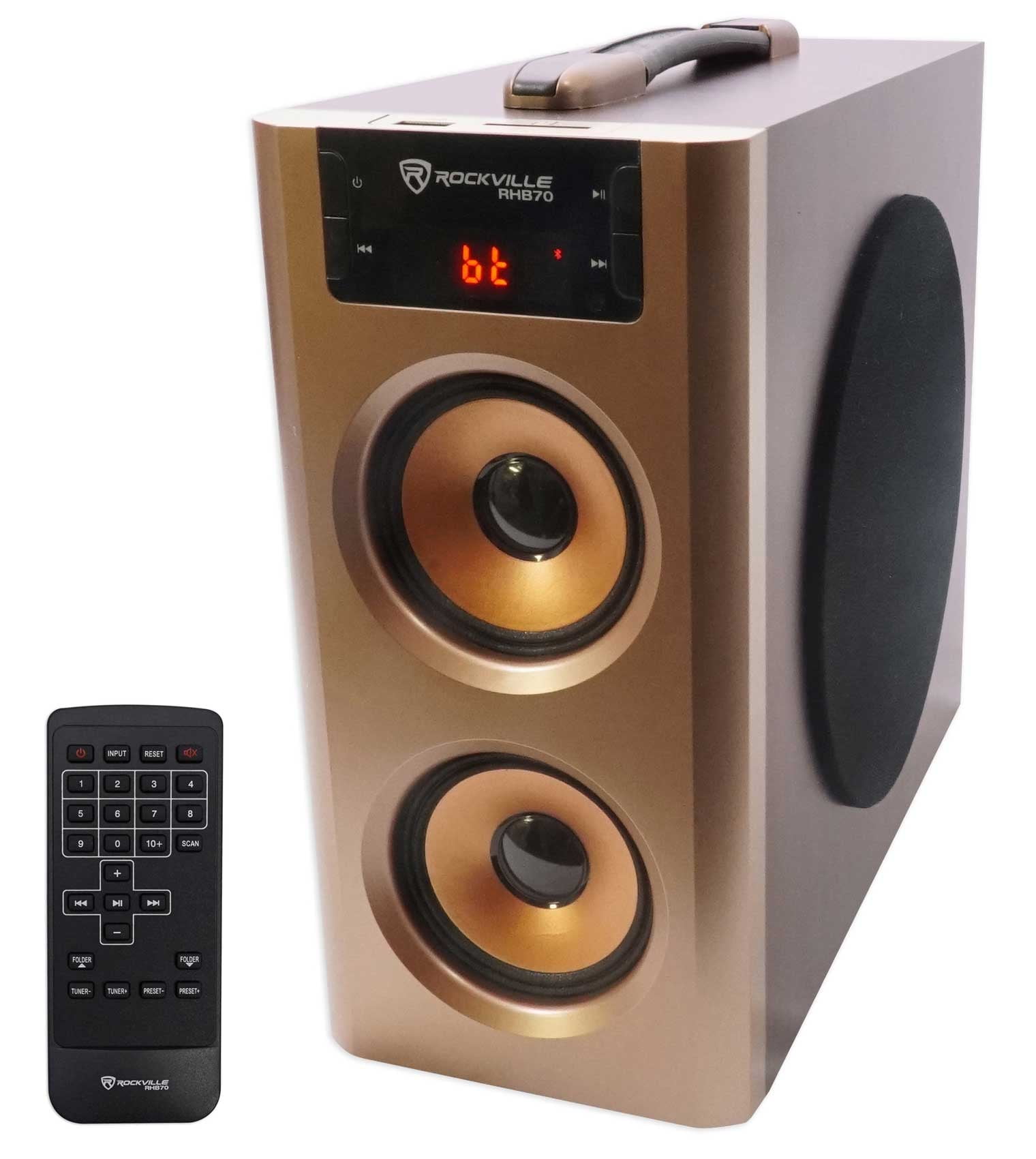 Rockville RHB70 Home Theater Compact Powered Speaker System w Bluetooth, USB, FM Radio