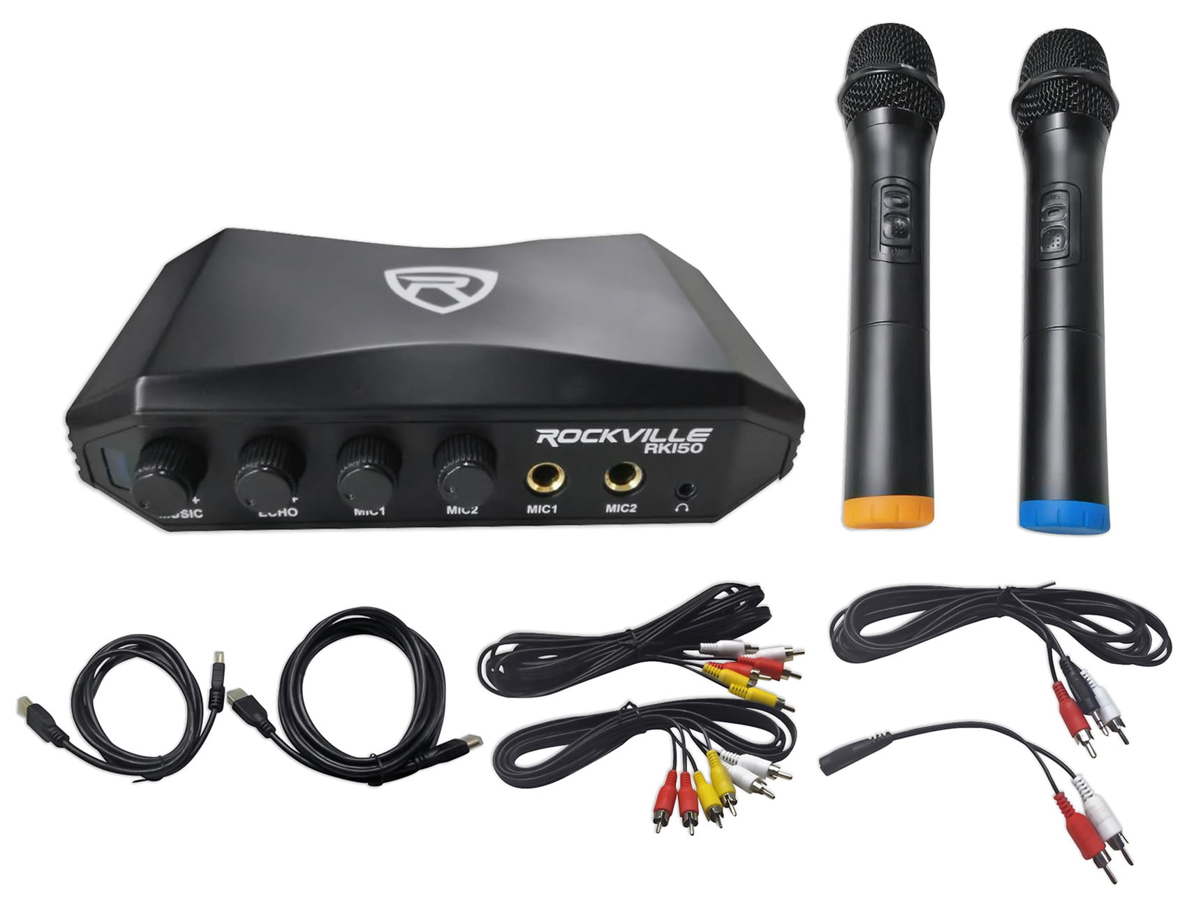 Rockville RKI50 Dual UHF Wireless Microphone w/ Karaoke Interface+Mic
