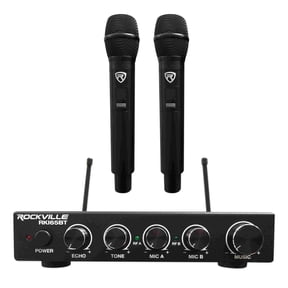Rockville RKI65BT Dual UHF Wireless Microphones+Bluetooth Karaoke Mic Interface