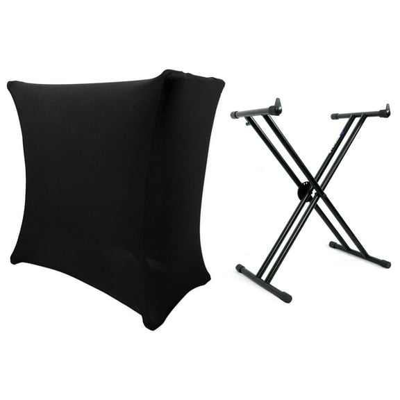 Rockville RKS30X Double X Braced Keyboard Stand w/ Push Button Lock + DJ Scrim