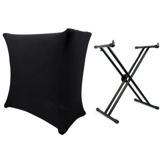 Rockville RKS30X Double X Braced Keyboard Stand w/ Push Button Lock + DJ Scrim