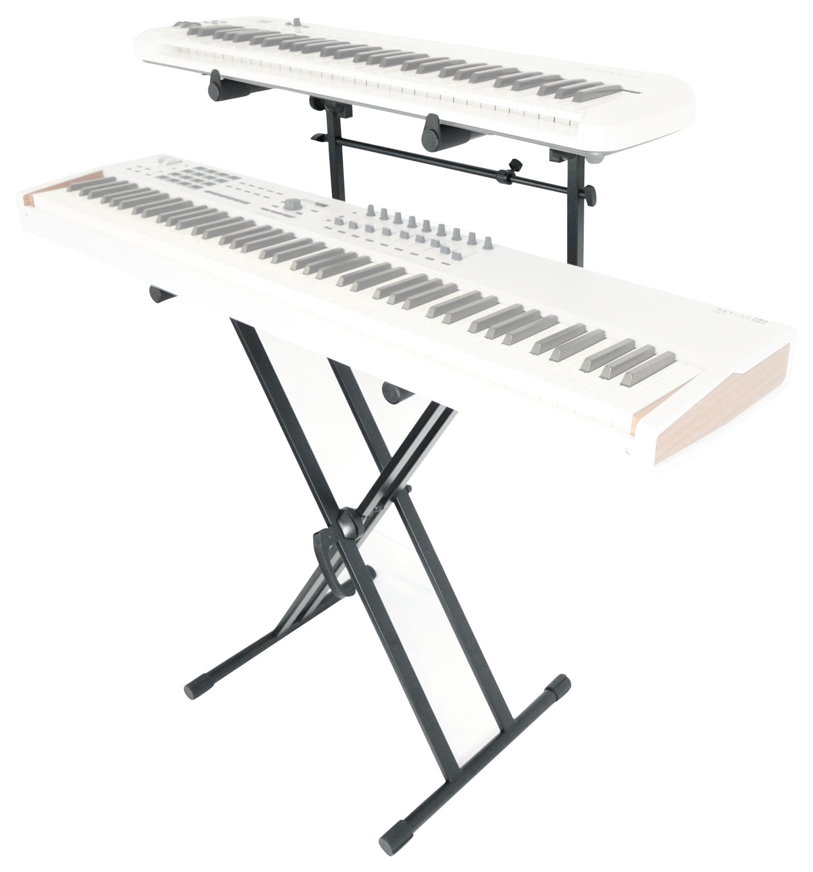 Rockville RKS42X Heavy Duty Metal 2-Tier X-Stand Keyboard and DJ Stand with Quick Release Mechanism