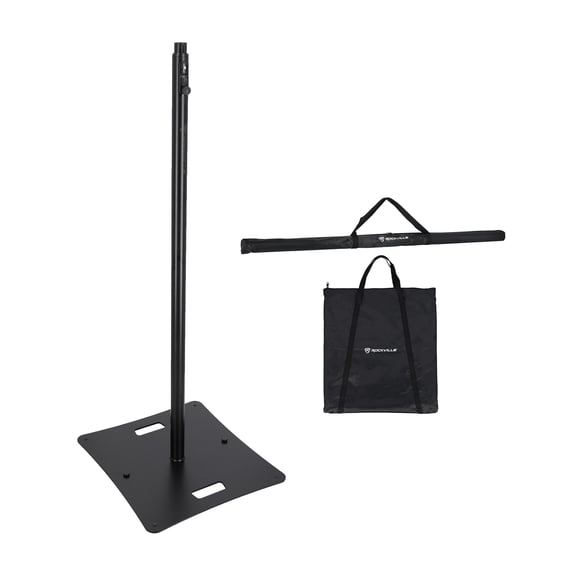 Rockville RLF2 10 Ft Multi-Purpose Speaker/Lighting/Projector Stand with Travel Bags, Flat-Base, Air Cushion System, Tiltable Projector Tray