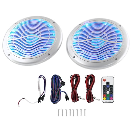 Rockville RMC65LS 6.5" 600w 2-Way Silver Marine Speakers/Multi Color LED+Remote