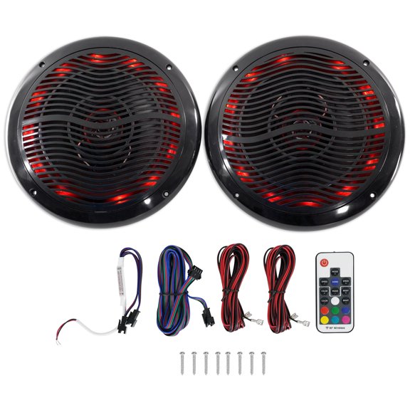 Rockville RMC80LB 8" 800w 2-Way Black Marine Speakers w Multi Color LED + Remote
