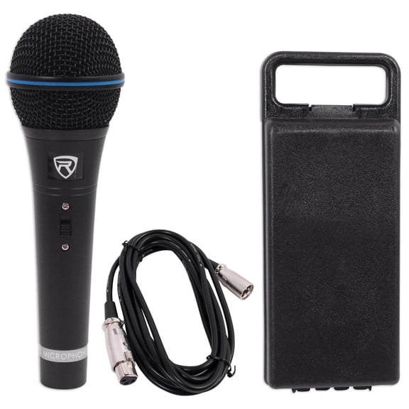 Rockville RMM-XLR Dynamic Cardioid Microphone 600 Ohm, All-Metal Build, 10ft XLR Cable, High Sensitivity, Wide Frequency Response, for Podcasting and Live Performances