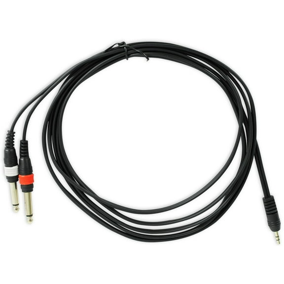 Rockville RNDSM10B 10' 3.5mm 1/8" TRS to Dual 1/4" TS Cable 100% Copper