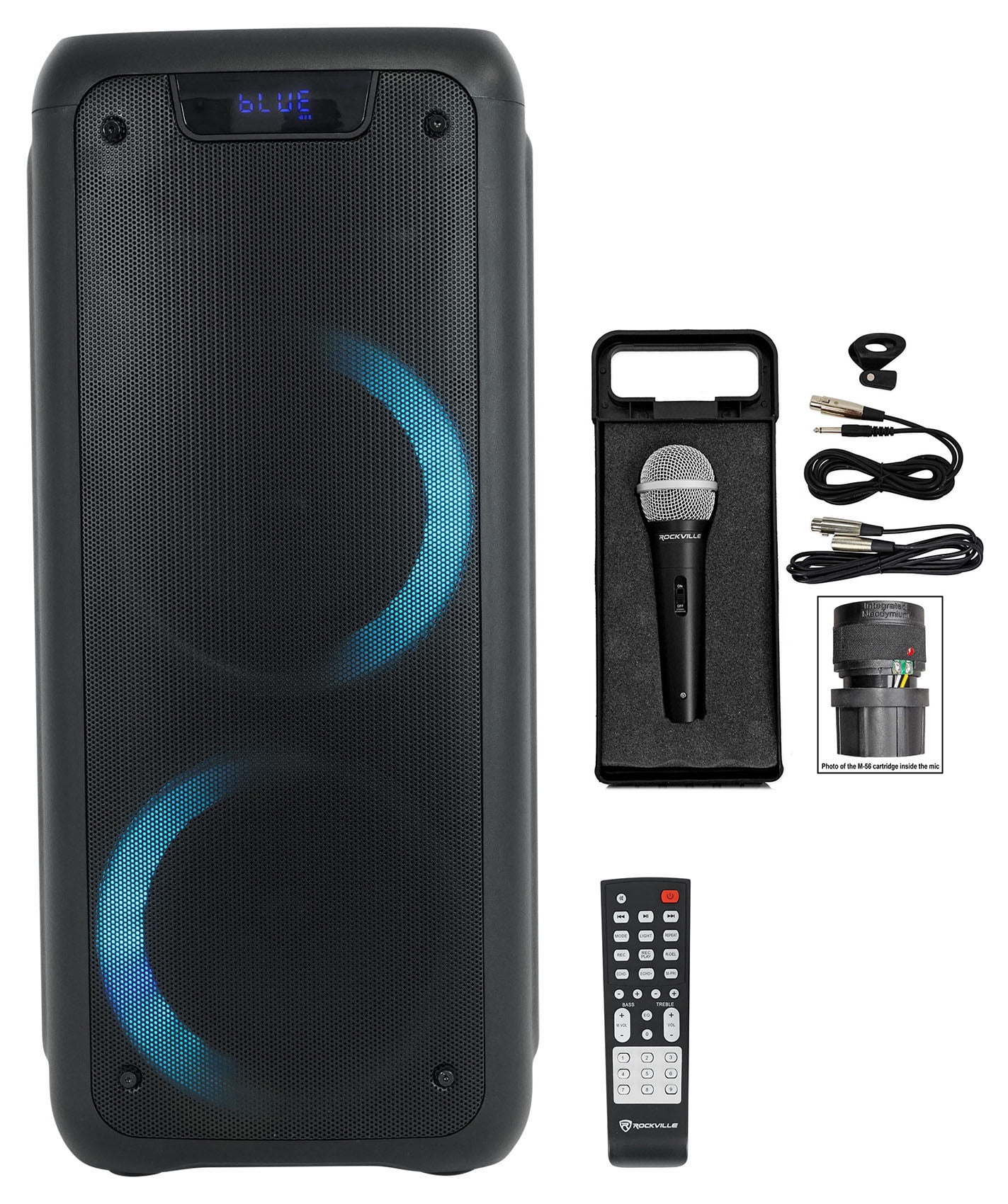 Rockville ROCK PARTY Dual 6.5" Wireless Rechargeable Karaoke Machine System+Mic