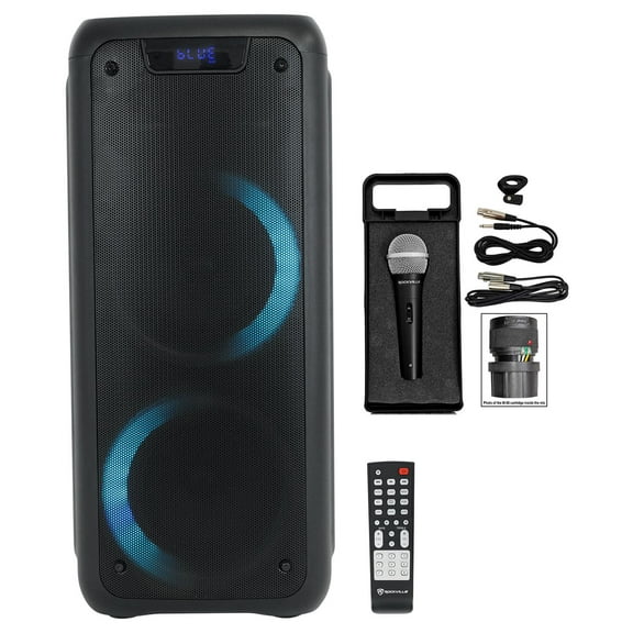 Rockville ROCK PARTY Dual 6.5" Wireless Rechargeable Karaoke Machine System+Mic