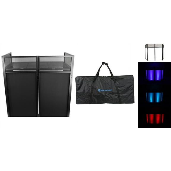 Rockville ROCKBOOTH DJ Event Booth Facade w/Built in Table+Travel Bag+Scrims