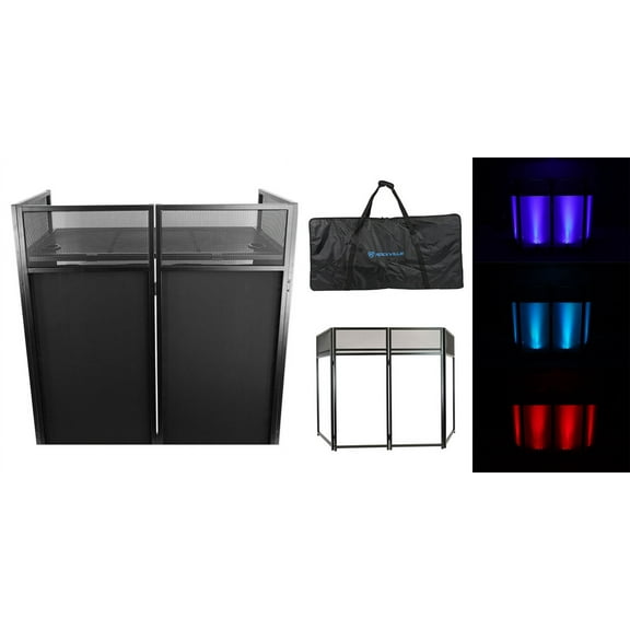 Rockville ROCKBOOTH XL DJ Event Booth Facade w/Built in Table+Travel Bag+Scrims