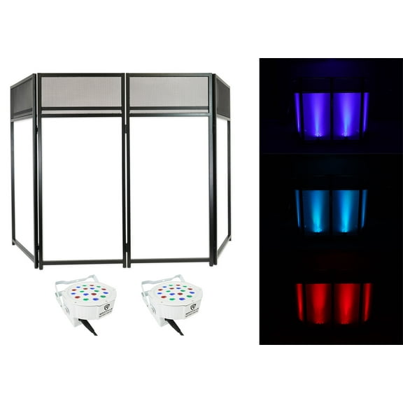 Rockville ROCKBOOTH XL Outdoor Backyard Party DJ Booth Facade+2 Scrims+2 Lights