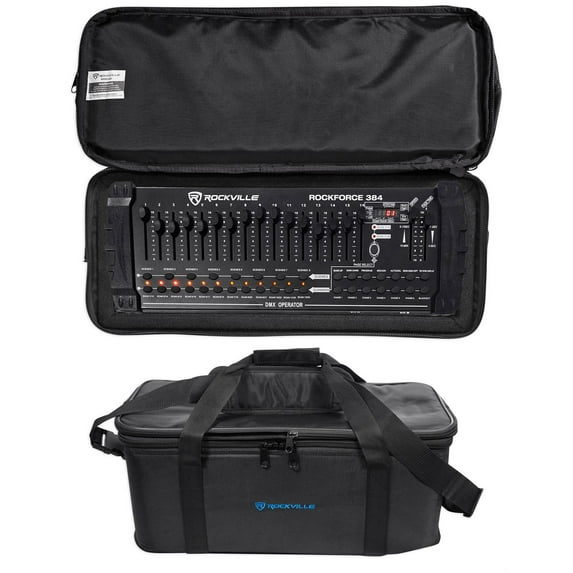 Rockville ROCKFORCE 384 Channel DMX Lighting Controller+Rack Bag Carry Case