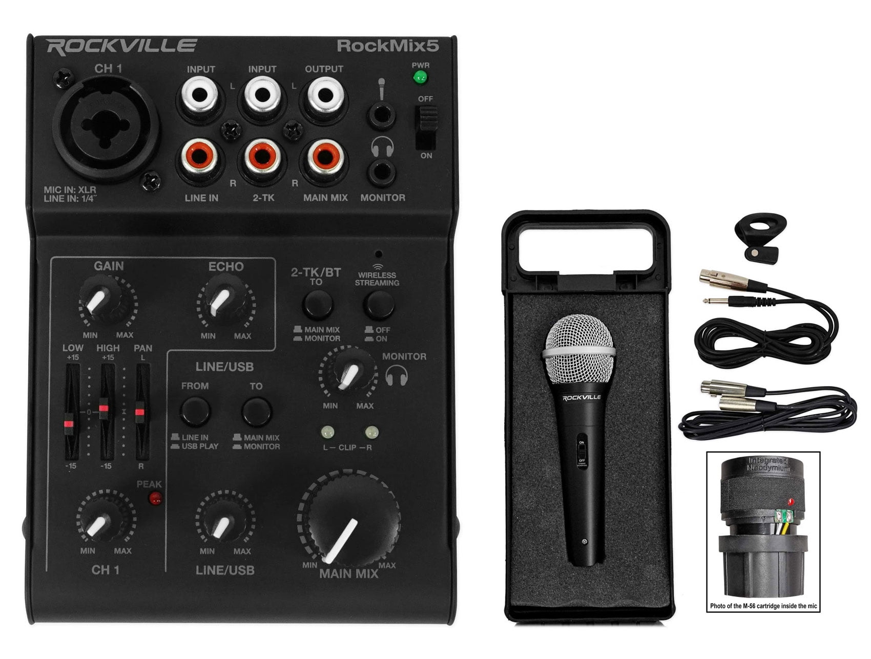 Rockville ROCKMIX 5 Mixer with Microphone