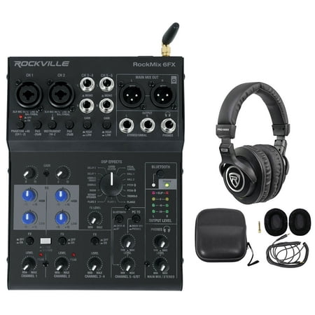Rockville ROCKMIX 6FX 6 Channel Mixer USB Recording Interface+Effects+Headphones