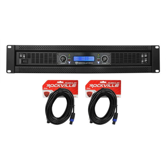 Rockville RPA14 7000w Peak 2000w RMS 2 Channel Power Amplifier Pro/DJ Amp+Cables