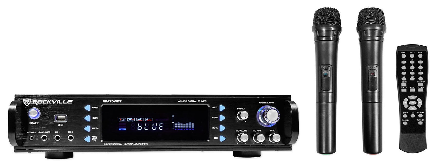 Rockville RPA70WBT 1000w Home Theater Receiver w/ Bluetooth/Tuner/USB/Mixer+Mics