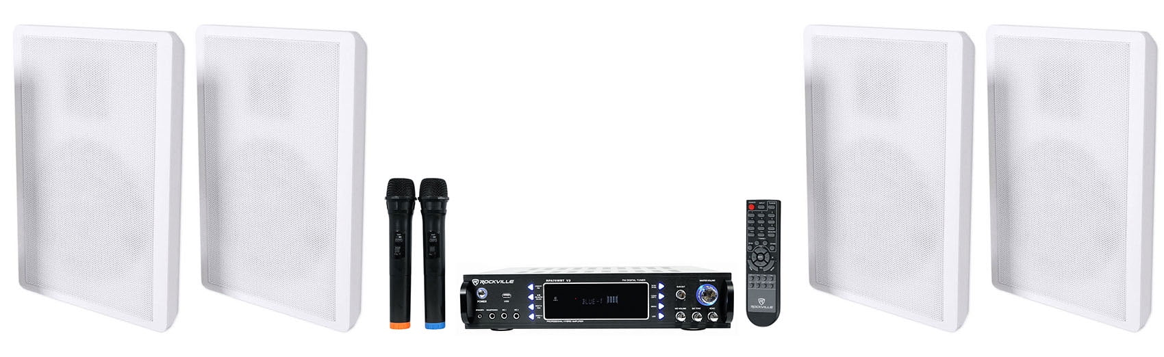 Rockville RPA70WBT Bluetooth Home Theater Receiver+4) 5.25" Slim Wall Speakers