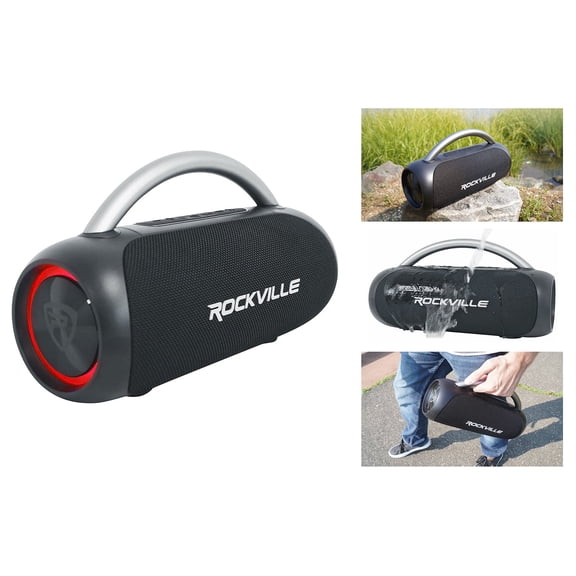 Rockville RPB-D3 Loud Water Resistant Portable Bluetooth Speaker Party Boombox