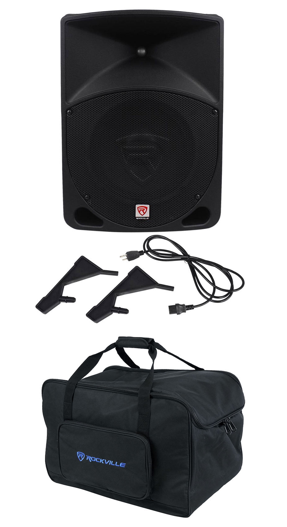 Rockville RPG10 10" Powered Active 600w DJ PA Speakers+Weather proof Carry Bag