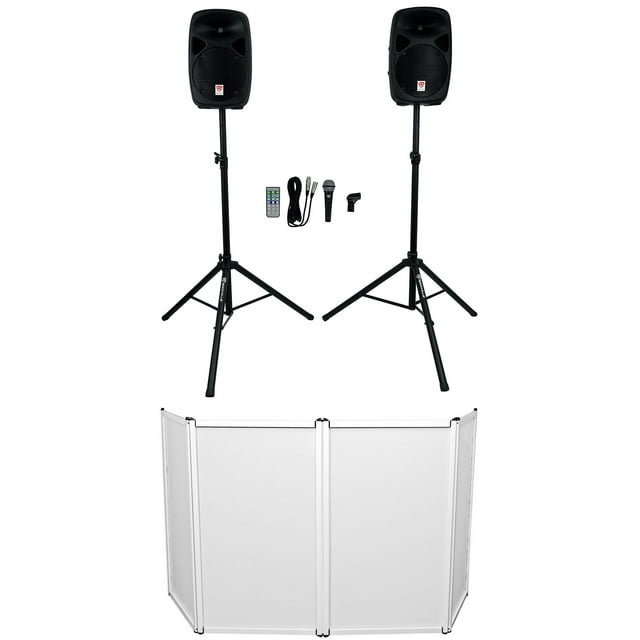 Rockville RPG102K Dual 10" Active Speakers DJ System Bluetooth+Mic+Stands+Facade