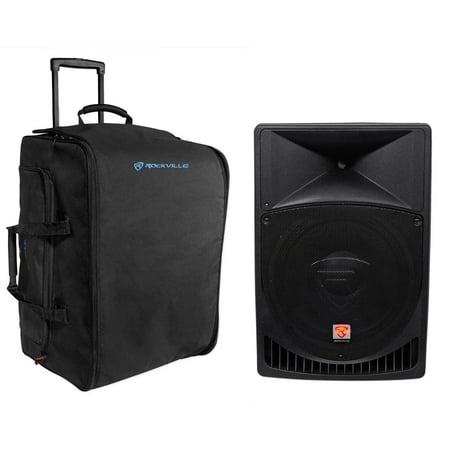 Rockville RPG15 15" Powered Active 1000 Watt DJ PA Speaker+Rolling Travel Bag