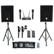 Rockville RPG2X10 Powered Bluetooth Mixer+2 10" Speakers+Stands+Wireless Mics