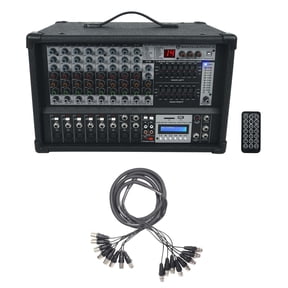 Rockville RPM109 12 Channel 4800w Powered Mixer , 7 Band EQ+8-Ch Snake Cable