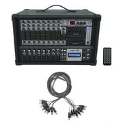 Rockville RPM109 12 Channel 4800w Powered Mixer , 7 Band EQ+8-Ch Snake Cable