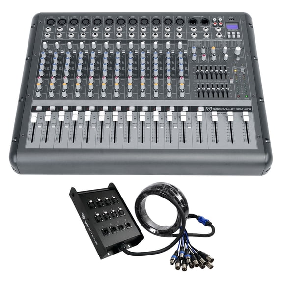 Rockville RPM1470 14-Channel 6000w Powered Mixer, USB, Effects For Church/School
