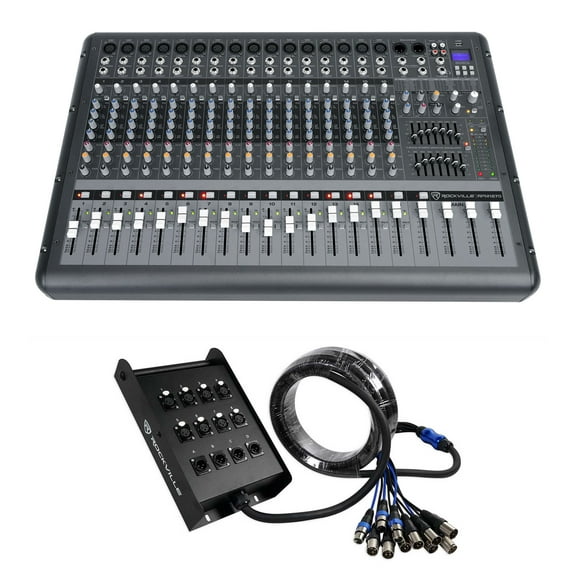 Rockville RPM1870 18 Channel 6000 Watt Powered Mixer w/ USB, Effects+Snake Cable