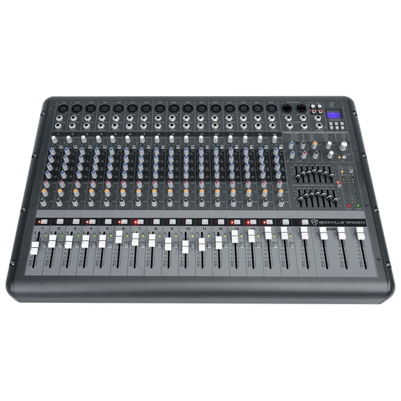 Rockville RPM1870 6000W Powered Mixer 18-Channel, USB/Bluetooth, 18 XDR2 Mic Preamps, 24-Bit Effects, Dual 7-Band EQ, for Live Sound and Events