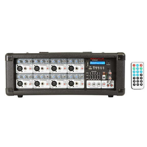 Rockville RPM80BT 2400w Powered 8 Channel Mixer/Amplifier w/Bluetooth/EQ/Effects