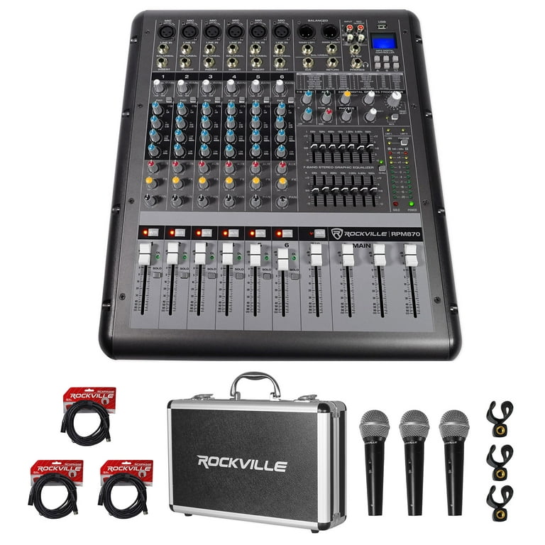 Rockville RPM870 8 Channel 6000w Powered Mixer, USB, Effects