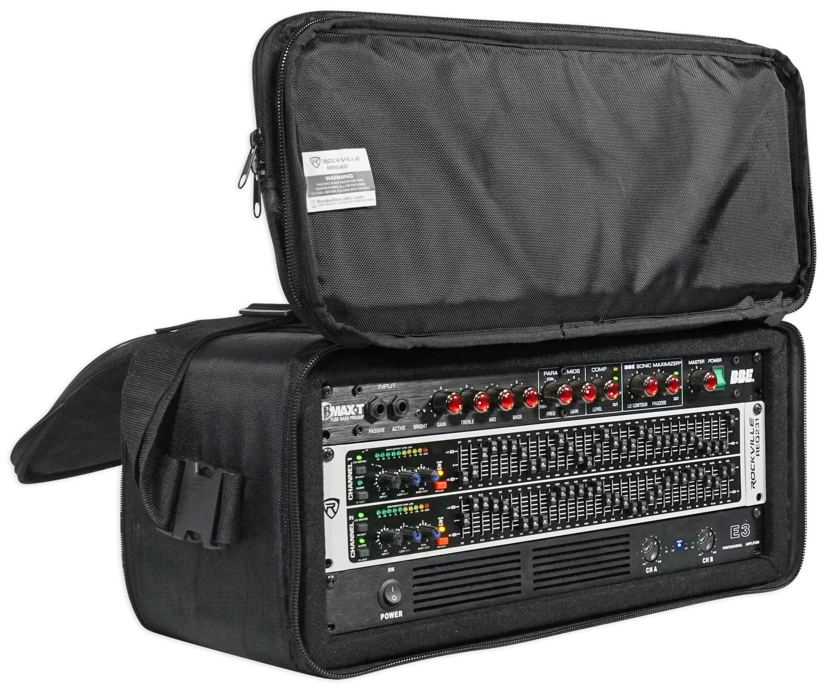 Box Rack 4 U Rockville RRB40 4U Rack Bag Double-Sided Case with 12