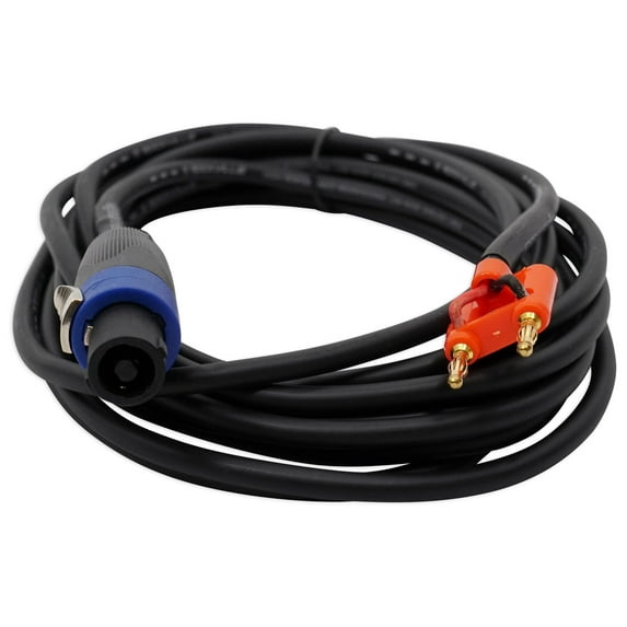 Rockville RSB16 20 Foot Speakon to Banana Speaker Cable, 16 Gauge, 100% Copper!