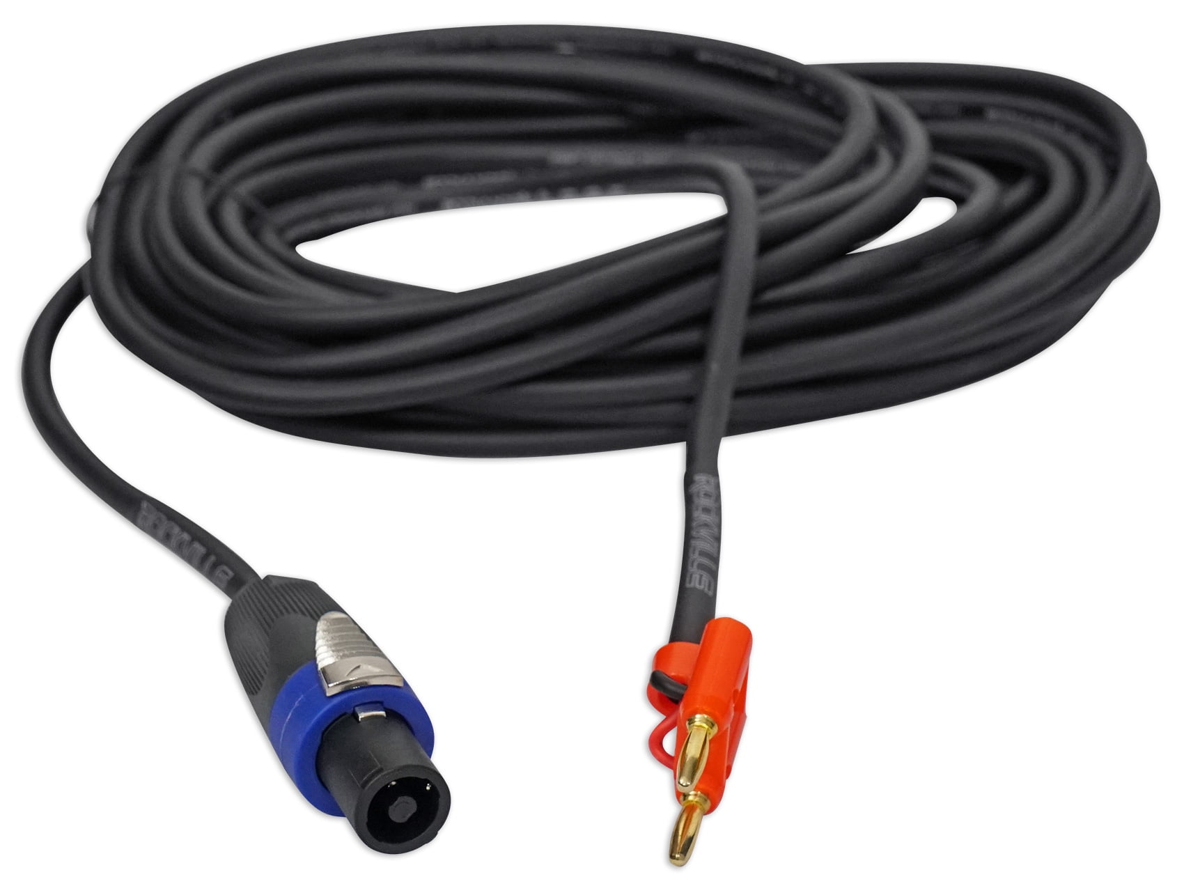 Rockville RSB17 35 Foot Speakon to Banana Speaker Cable, 16 Gauge, 100% Copper!