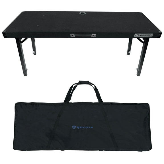 Rockville RTBL4 Adjustable Height DJ Table Folding Legs + Carry Bag 20" x 60"