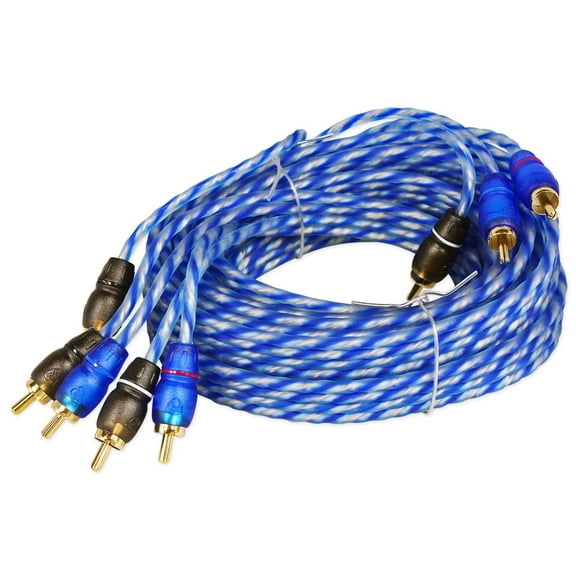 Rockville RTR124 12 Foot 4 Channel Twisted Pair RCA Cable Split Pin, 100% Copper