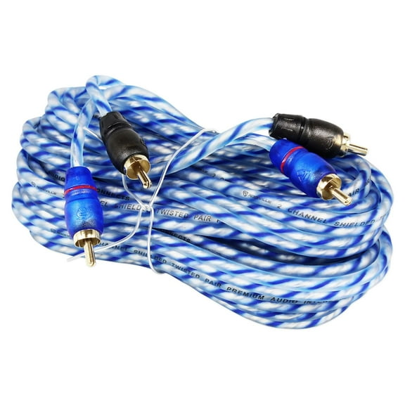 Rockville RTR172 17 Foot 2 Channel Twisted Pair RCA Cable Split Pin 100% Copper