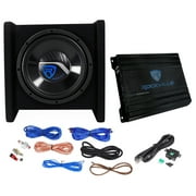 Rockville RV10.1D 500w 10" Loaded Car Subwoofer Enclosure+Mono Amplifier+Amp Kit